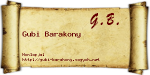 Gubi Barakony névjegykártya